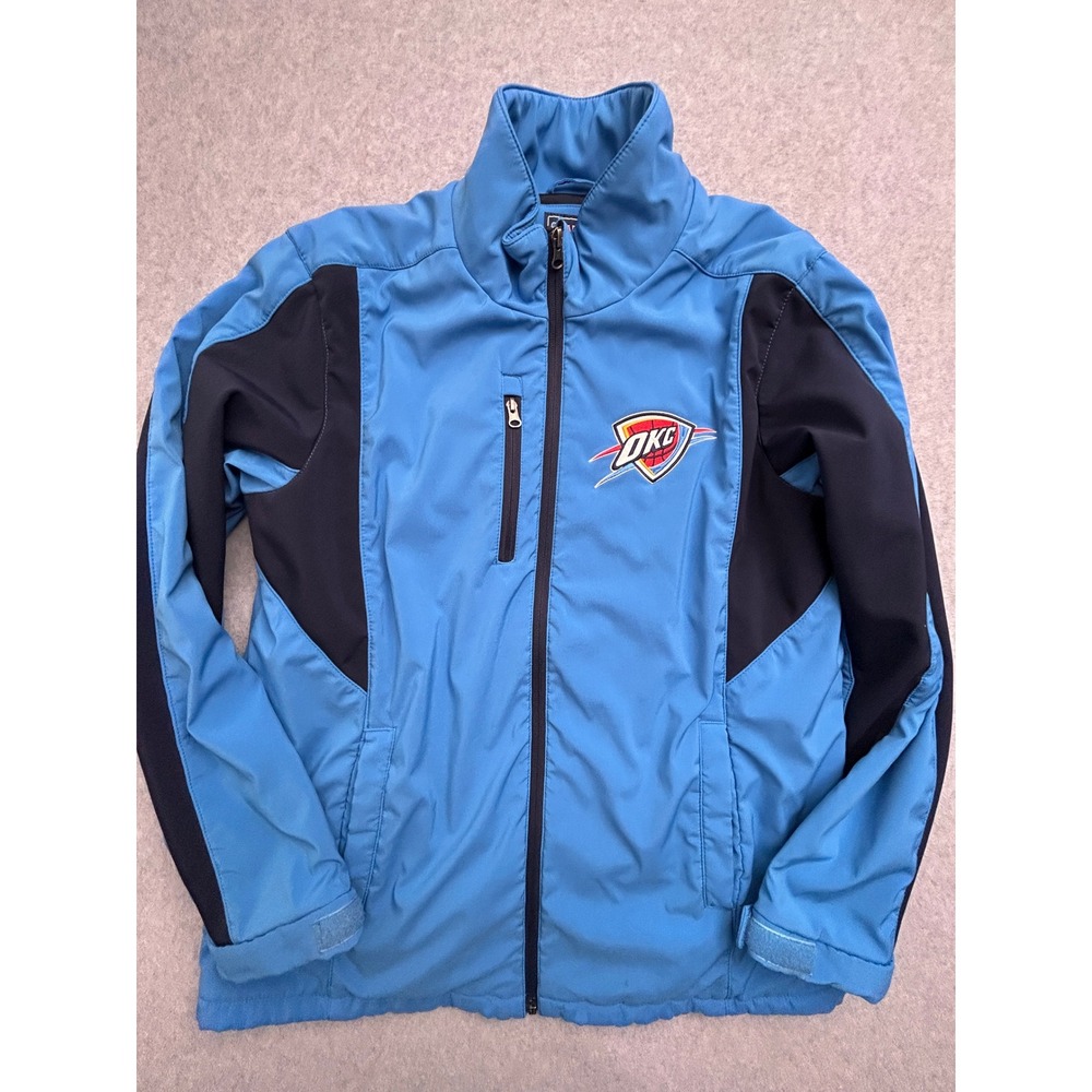 NBA Oklahoma City Thunder OKC Softshell Jacket Blue Navy Full Zip Mens Large